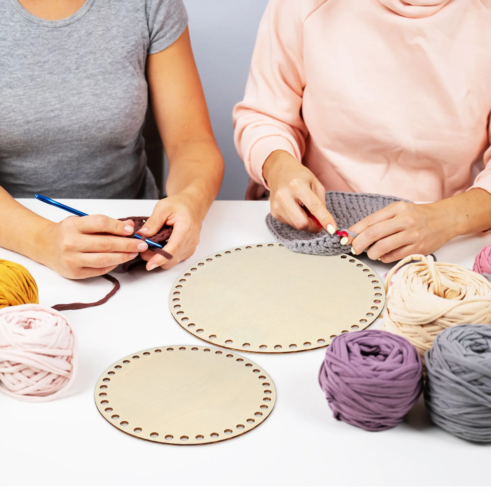 

5 Pcs Basket Bottoms Wood Slices Sturdy Smooth DIY Crochet Knitting Supplies Wooden Bases With Holes For Crafts Handmade