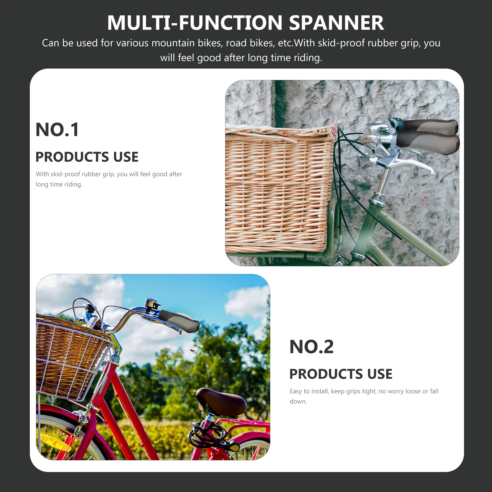 

2 pcs Shockproof Ergonomic Rubber Bike Grips For Mountain Road Cycling Non-Slip Durable Handlebar Comfortable Handle