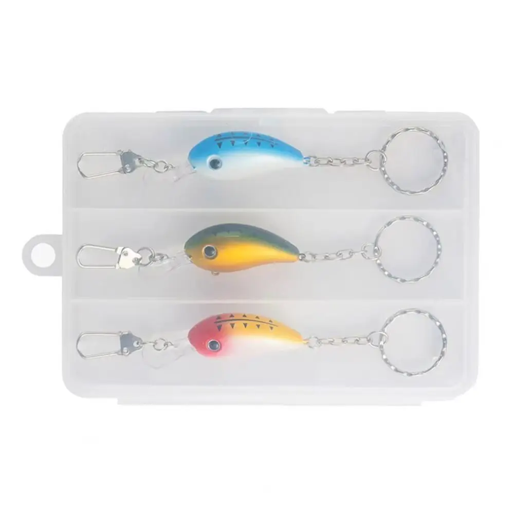3pcs Metal Construction Fishing Lure Keychains Realistic Design Compact Size Bionic Bait Key Rings Gift Idea Durable