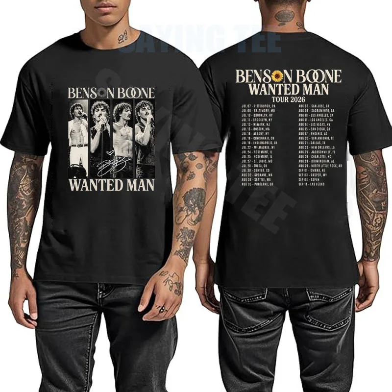 Vintage Musik-Fan-Grafik-T-Shirt - Retro Wanted Man Konzerttour Unisex-Shirt, Ivory Pepper Kurzarm Indie Pop Streetwear T-Shirts – Detail 3