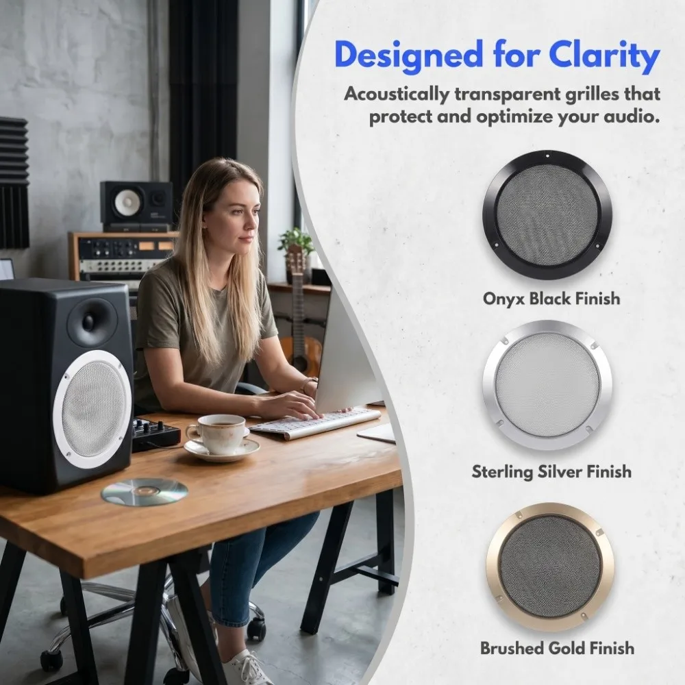4/5/6.5/8/10in Speaker Grille Plastic Frame Metal Iron Wire Speaker Cover Decorative Ring Protective Mesh Speaker Face Shield
