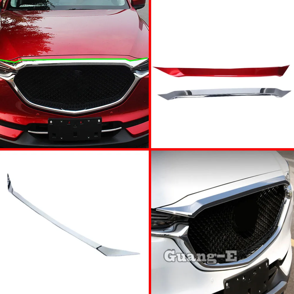 

Car ABS Chrome Front Engine Machine Grille Upper Hood Stick Lid Trim Lamp Hoods For Mazda CX-5 CX5 2017 2018 2019 2020 2021 2022