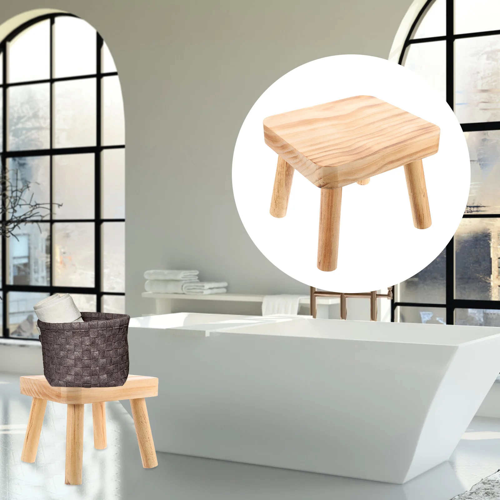 

1pcs Portable Wood Stool Lightweight Sturdy Small Footstool For Bedroom Bathroom Kitchen Garden Fishing Adult Step Stool Smooth