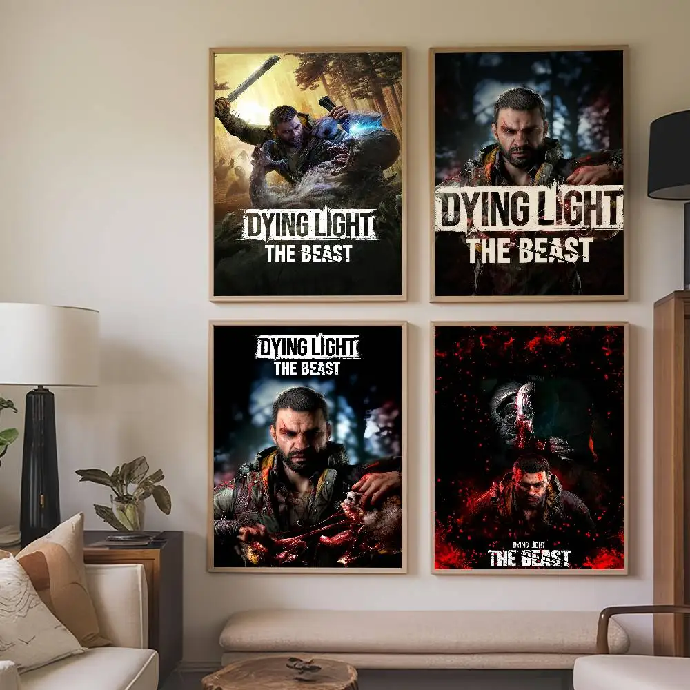 Game D-Dying L-Light the B-Beast-S Poster Paintings Self Adhesive Prints Home Bedroom Living Room Decor Vintage Gift