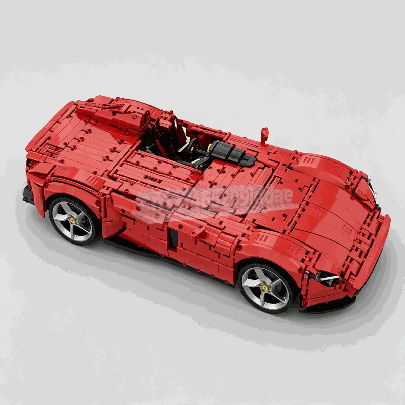 3587PCS Red Technic Open Top Super Sports Car Model Custom Building Blocks DIY Assembly Desktop Collection Display Popular Gift