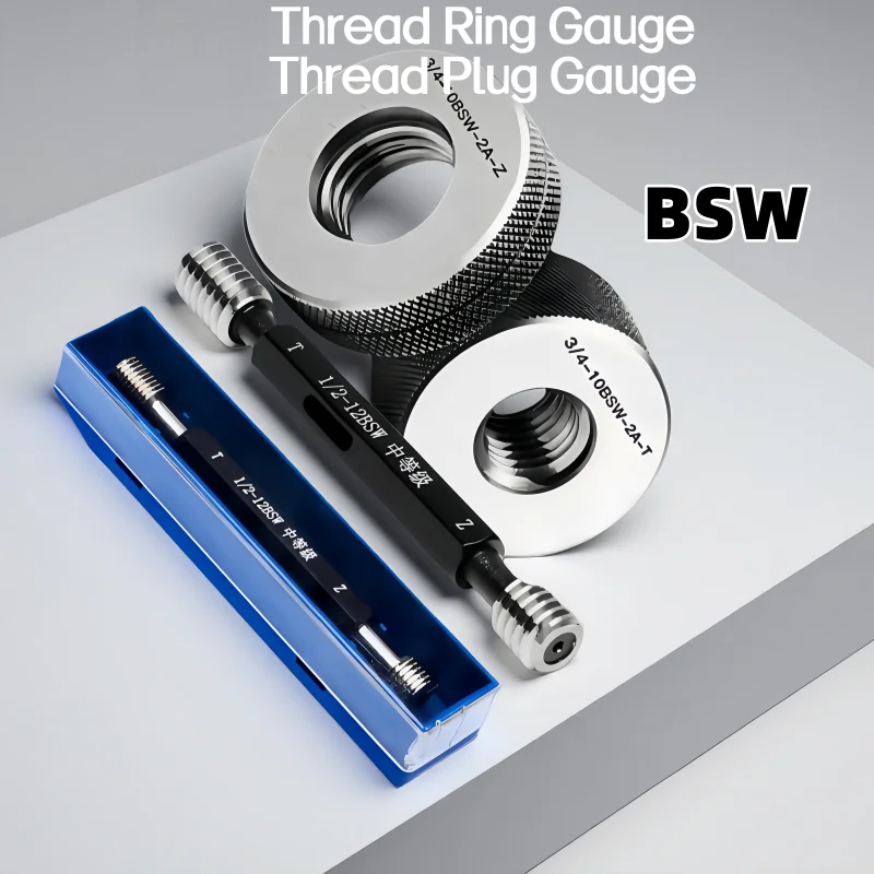 

1SET(1*GO+1*NOGO) BSW British Standard Thread Ring Gauge 1PCS Thread Plug Gauge 1/4 5/16 3/8 7/16 1/2 9/16 5/8 1''Measure Tool