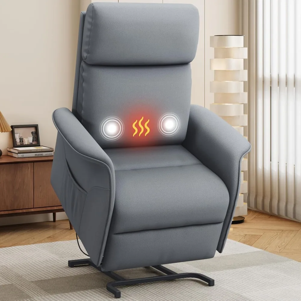 Power Lift Recliner Chair with Massage and Heat for Petite Elderly, Small Lift Chair with Side Pocket Remote Control