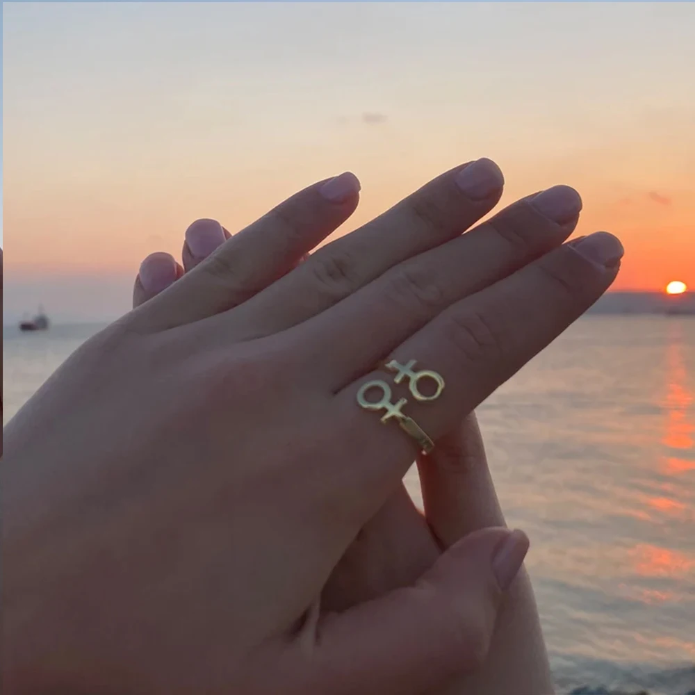 Stainless Steel Ring Lesbian Ring Venus Symbol Lesbian Feminist Jewelry Elegant Female Ring Female Lesbian Pride Jewelry