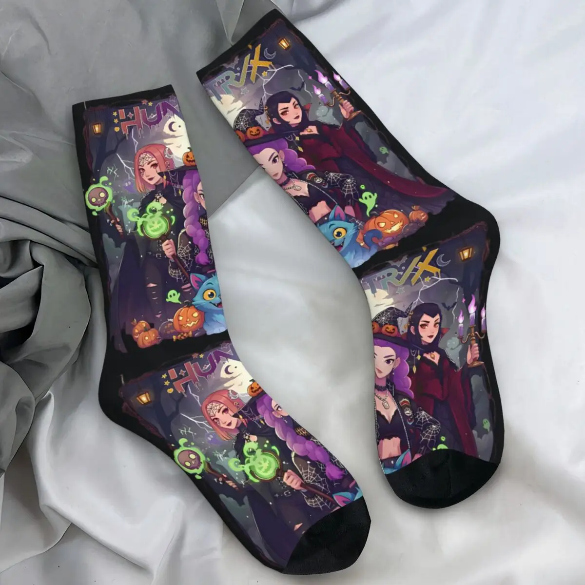 

Хэллоуин Kpop охотники на демонов носки с тыквой готические чулки зимние противоскользящие носки для взрослых и мужчин средние мягкие велосипедные носки с узором
