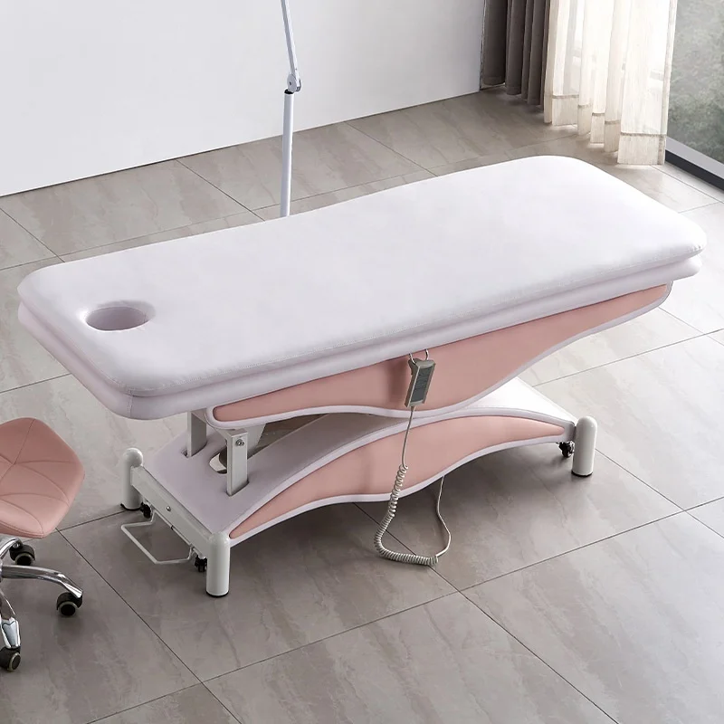 Luxury pink cosmetic spa bed massage tables beds electric motor facial beauty bed beauty salon furniture equipment