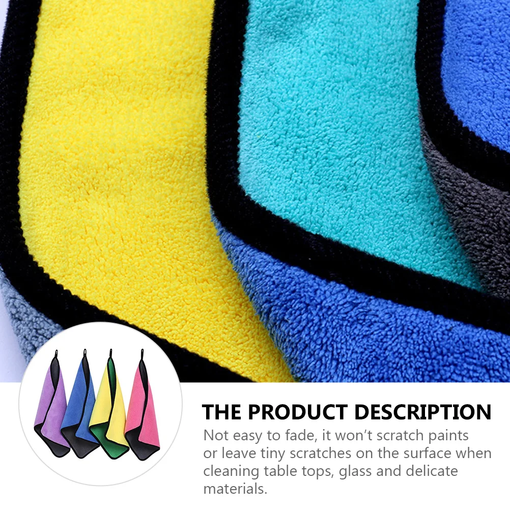 

4pcs Microfiber Cleaning Cloth Thickened Scratch-Free Wash Towel For Car Glass Mirror Dish Auto Detailing Reusable Quick-Drying