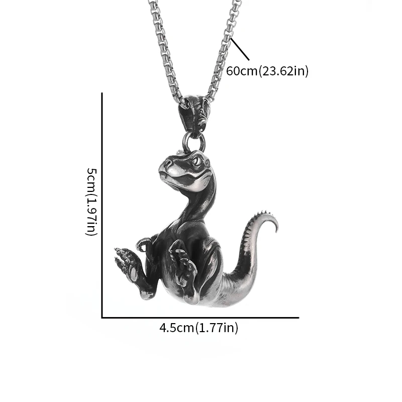 Fashionable Big Mouth Crocodile Dinosaur Animal Pendant Necklace Men\'s Punk Hip Hop Trendy Jewelry Boy Gift