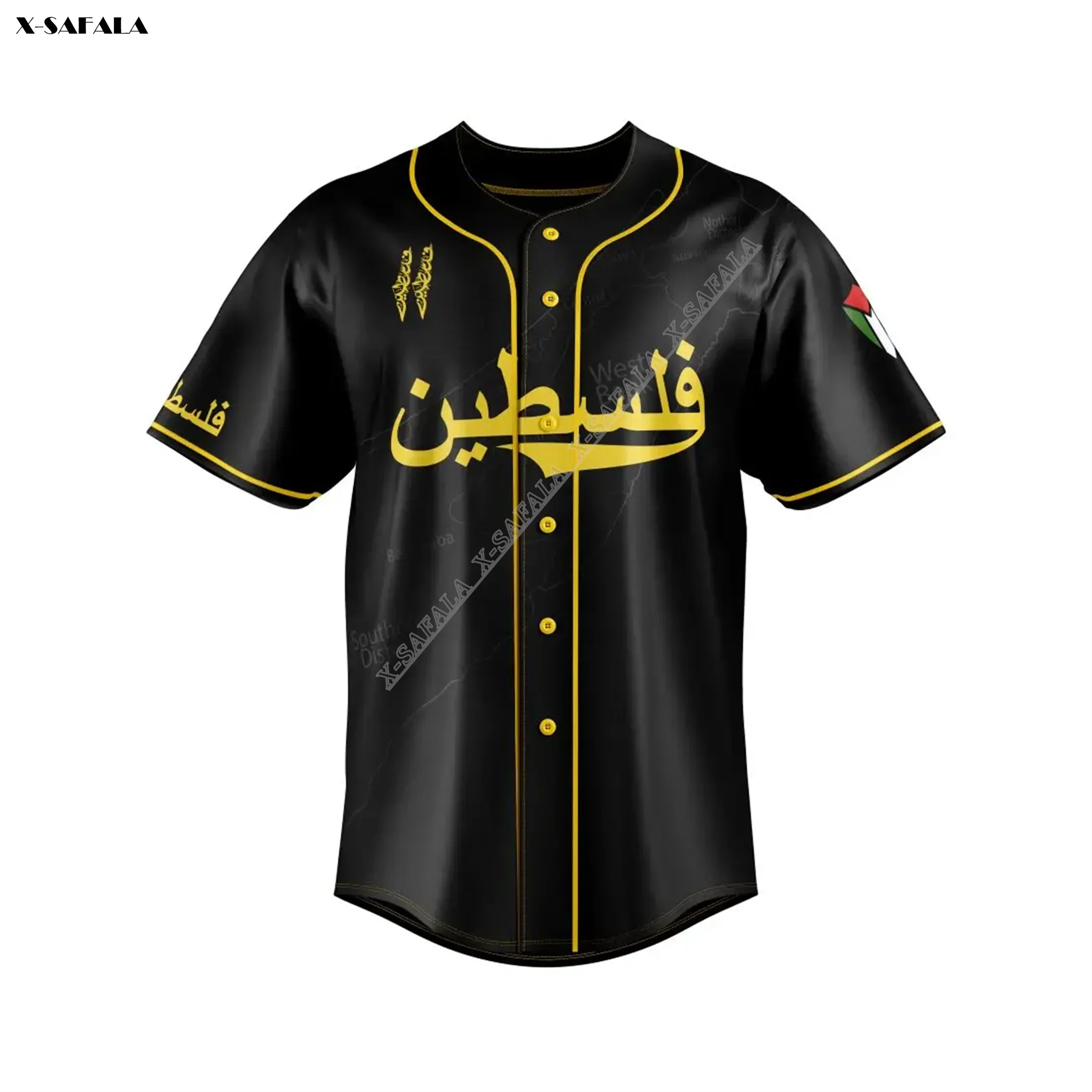 فدائي‎  State Of Palestine فلسطين‎‎  3D Printed Baseball Jersey Shirt Men\'s Tops Tee Oversized Streetwear Jersey