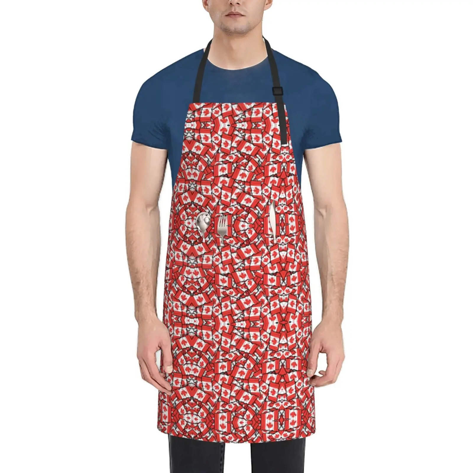 

Canadian Flag Print Waterproof Apron With Pockets,Cooking Aprons Baking Bbq,Artist Aprons For Men Women Adults Unisex Chef