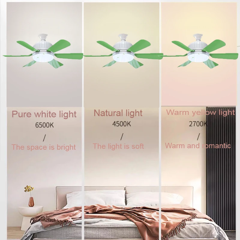 Indoor Ceiling Fans with Lights E27 Dimmable Remote&Wall Control 3 Wind Speed Adjustable Memory Function for Bedroom Living Room