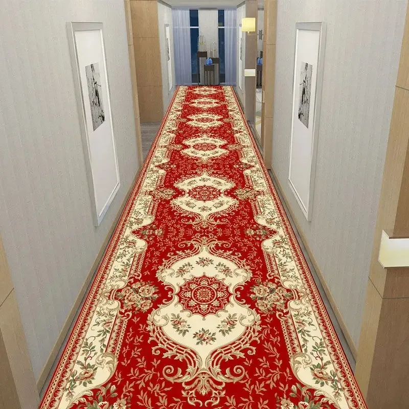 America European Long Corridor Carpet Luxury Decoration Hallway Rug Non-slip Easy Cleaning Floor Mat Stairway Runners Carpets