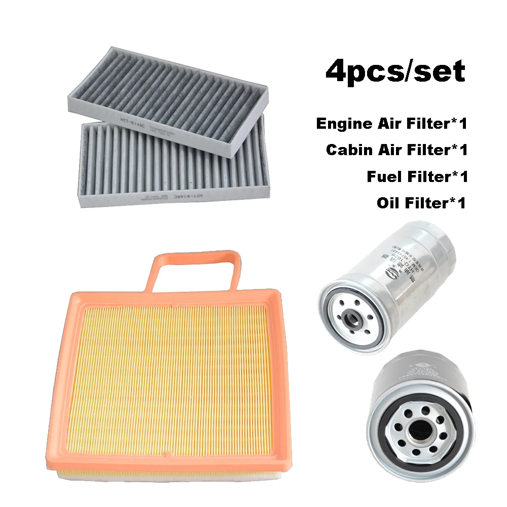 4pcs Filter Set For GREAT WALL WINGLE 7 5 2.0TDI-Diesel Pickup Engine Accessories A/C Cabin Air Fuel Oil Filter 1109110XP64XA