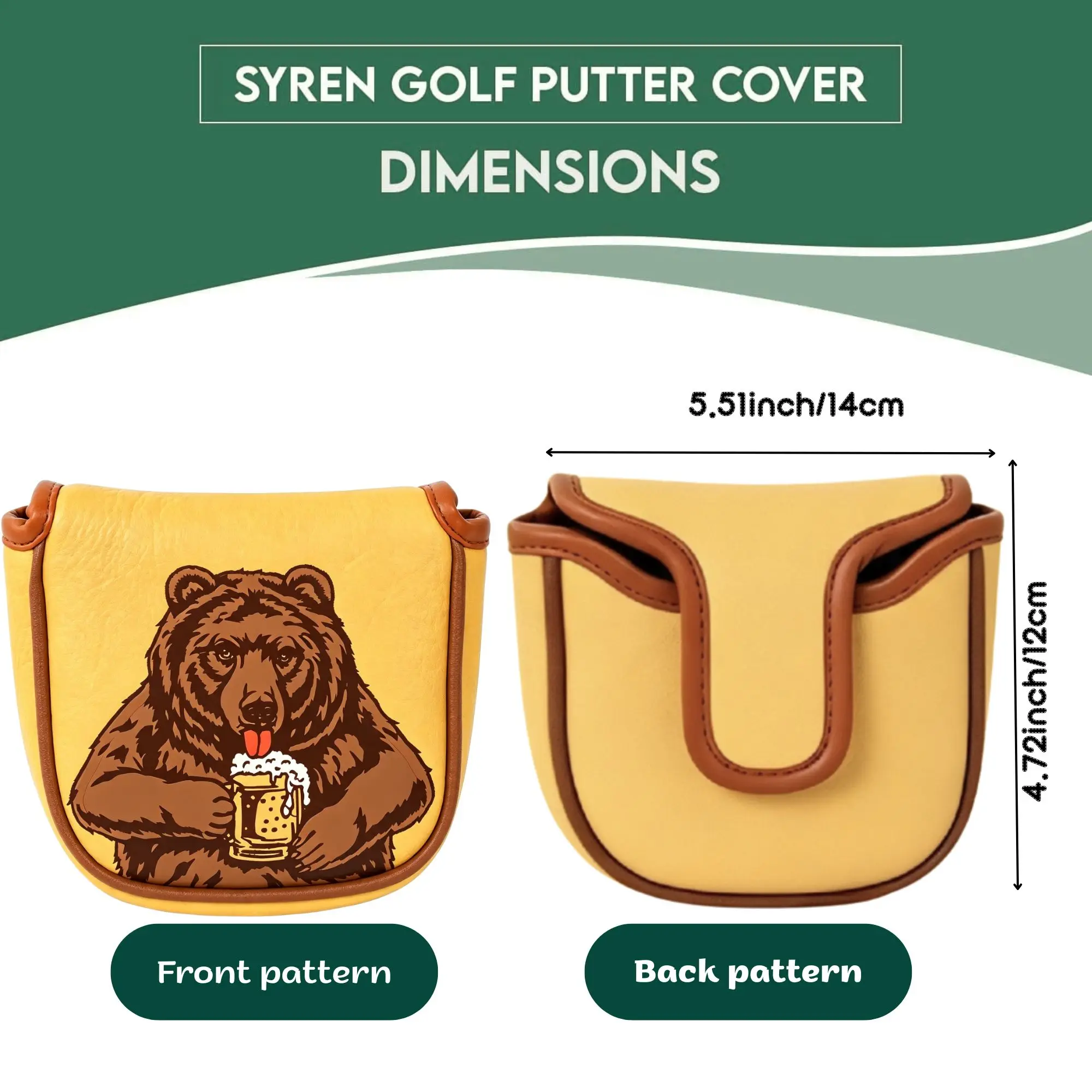 Skull Embroidered Golf Mallet Putter Headcover with Beer Bear Design for Most Brand,Golf Accessories for Men Golfers Christmas view 4