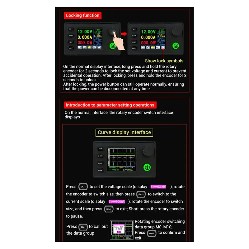 B50C SK40C Color Screen CNC Adjustable Voltage Regulation Power Supply Constant Voltage Constant Current Charging Module 40W