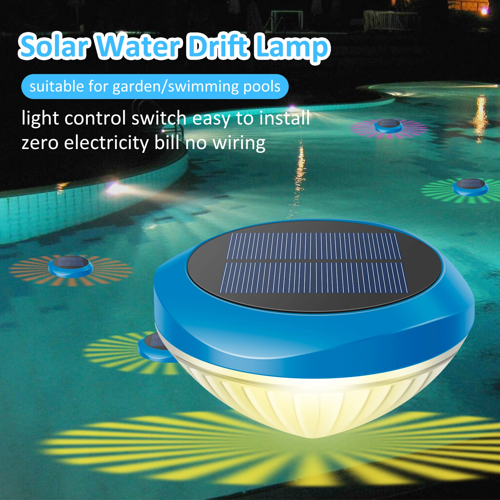 16 Colors LED Floating Pool Light Swimming Pool Light Inductive Submersible Lights Underwater Solar Night Lamp Garden Decor