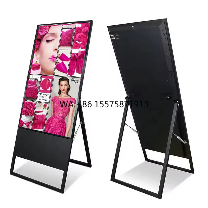 32/43/49/55inch Commercial LCD Slanted Foldable Mobile Advertising Player All-In-One Poster Screen for Store