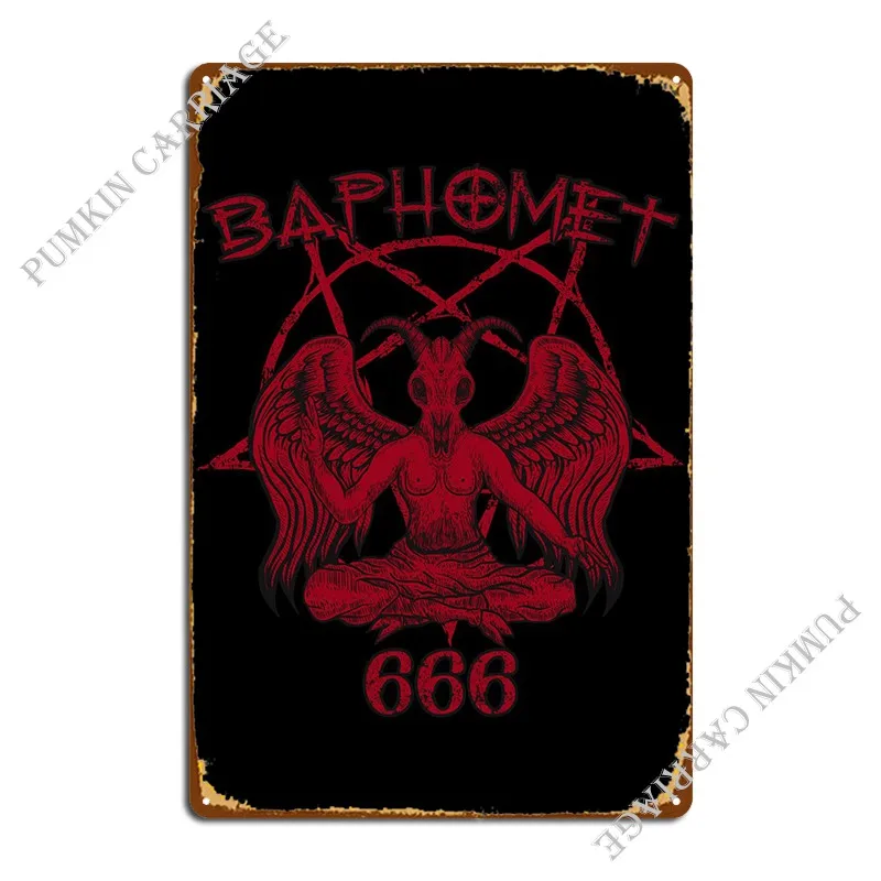 Baphomet Devil 666 Metal Sign Club Bar Vintage Designing Living Room Tin Sign Poster