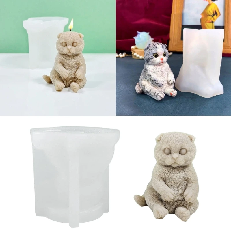 Animal Cat Scented Candle Silicone Mold Handmades 3D Scented Candle Epoxy Mold DIY Craft Women Girl Fondant Mold R3MC