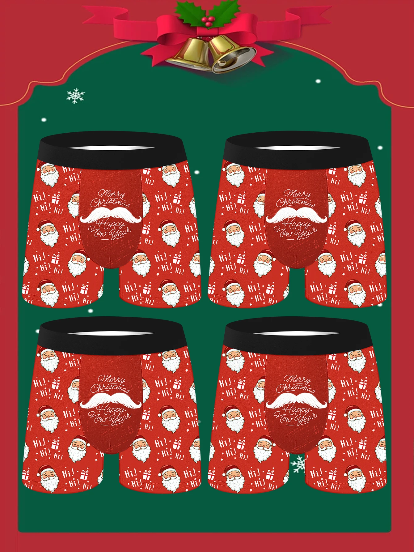 

4Pcs Men's Underwear Comfortable Breathable Christmas Men's Boxer Briefs Fashionable Cheerful Casual Sports Men's Boxer Shorts