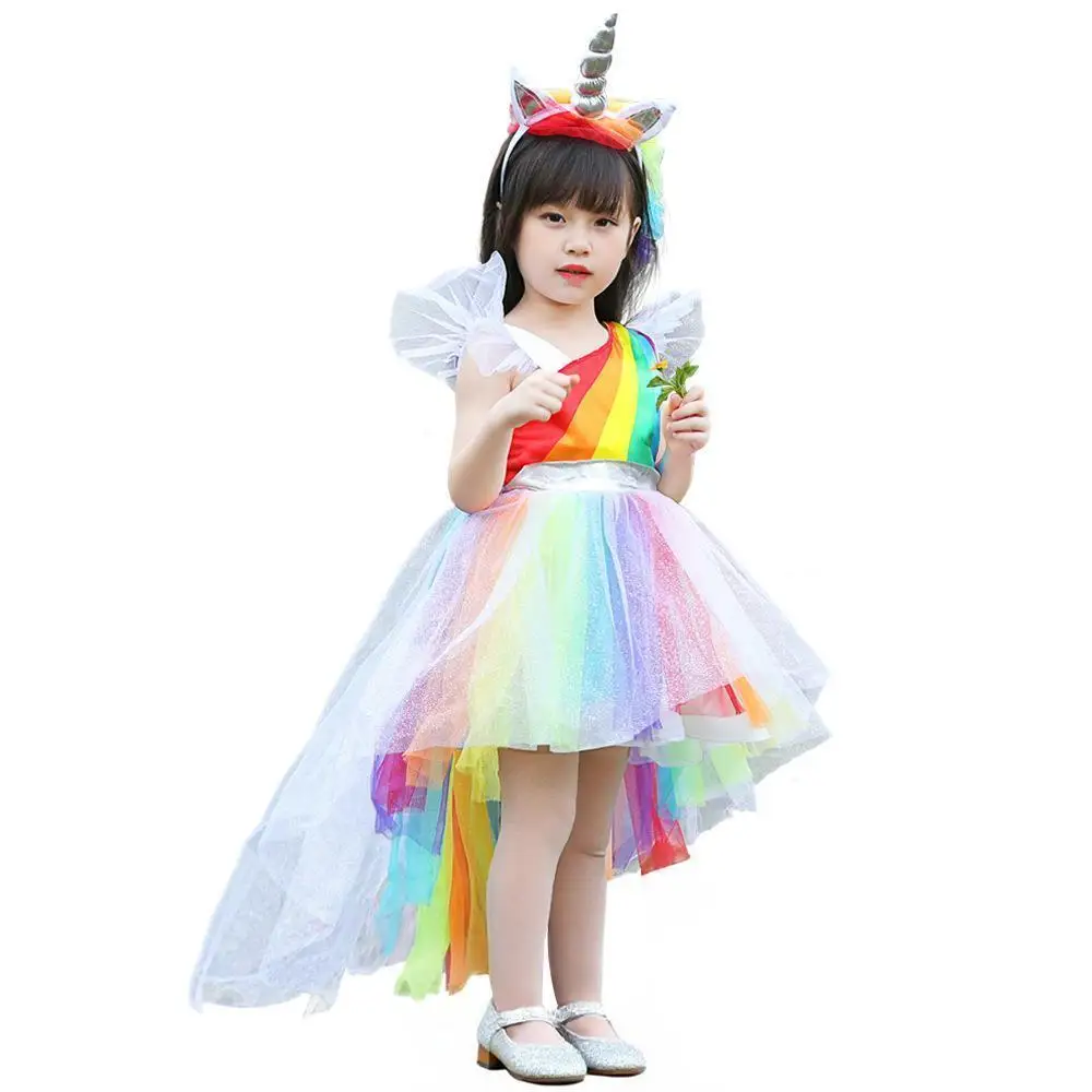 Children's loween Par Costume orn Rainbow  Dr Cosplay Event Celebration Magic orns Girls Dr