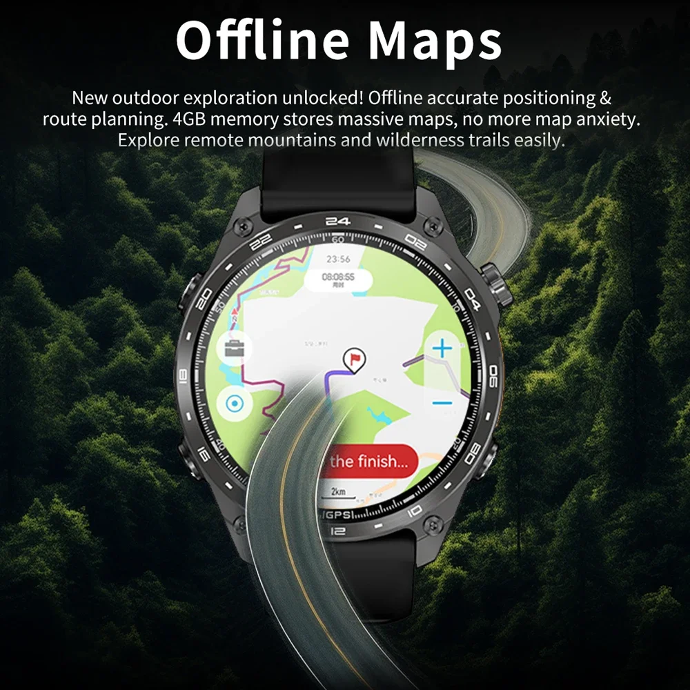 2025 جديد رجل عسكري Smartwatch المدمج في نظام تحديد المواقع بلوتوث دعوة مقياس الارتفاع الجوي 3ATM مقاوم للماء الساعات الرياضية ساعة ذكية الرجال