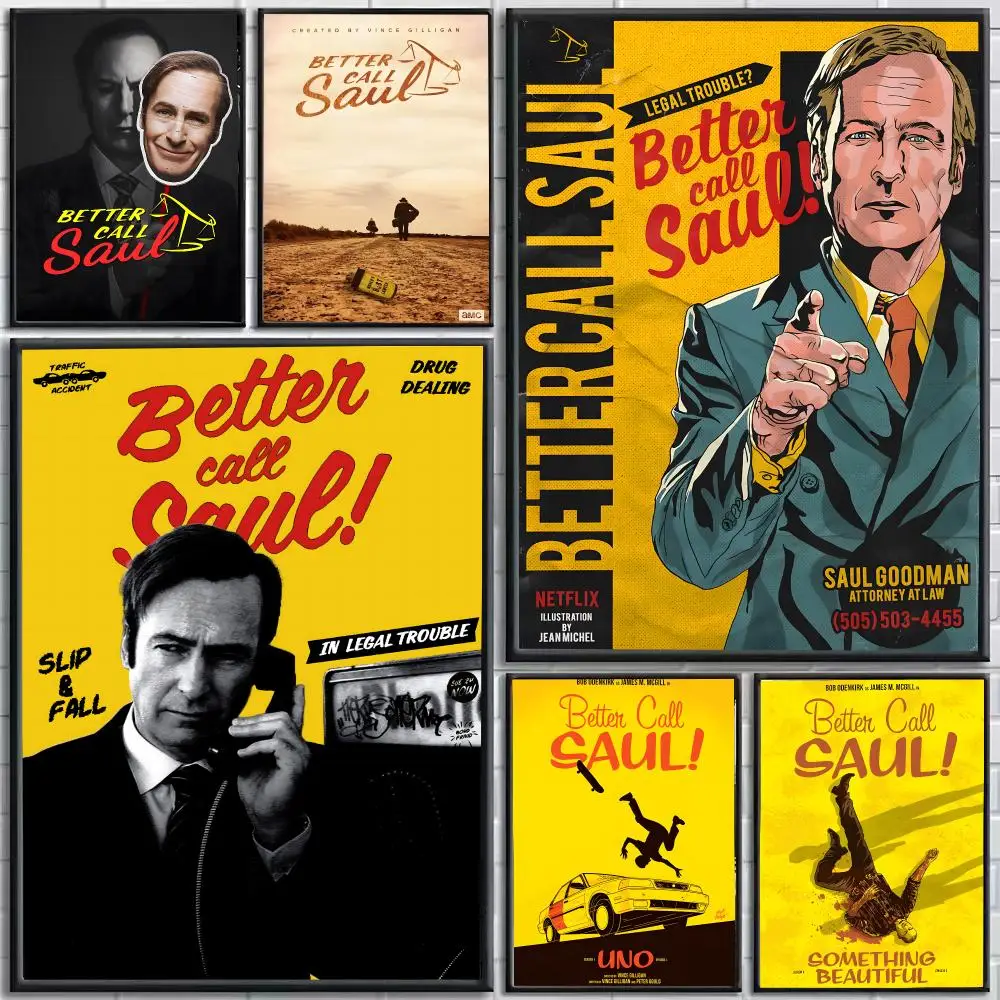 TV Series Better Call Saul Poster Self-Adhesive HD Mural Wall Decals, Living Room Bedroom Home Decor Gift