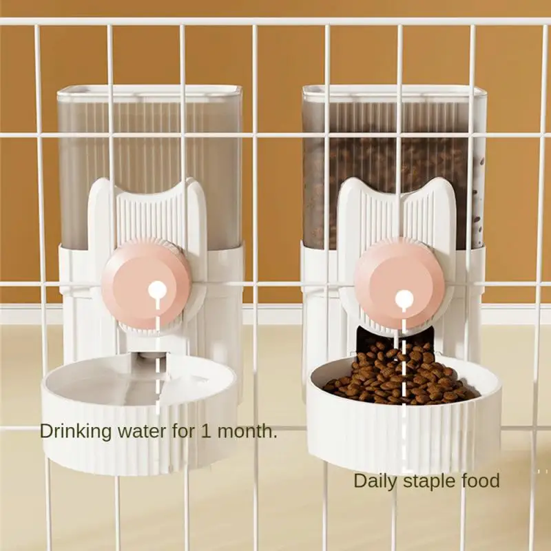 Automatic Dog Cat Feeder And Water Dispenser Hanging Cage Design Easy Add Food Soft Rubber Anti-skid Pad Cats Bowl Pet Supplies