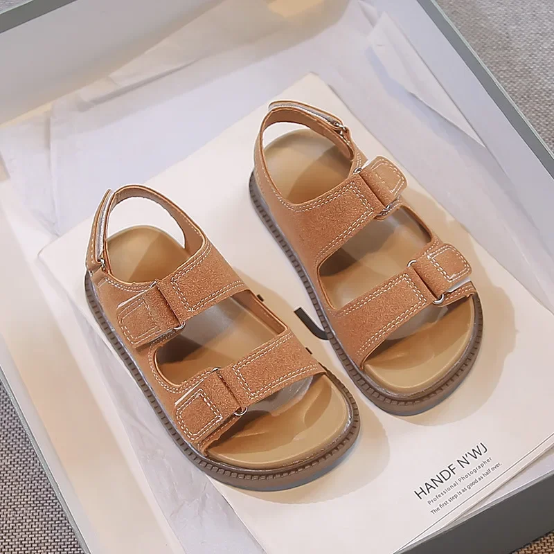 Summer Kids Beach Sandals Boys Girls Non-Slip Water Shoes Home Bathroom Slipper Children British-Style Open-Toe Breathable Shoes
