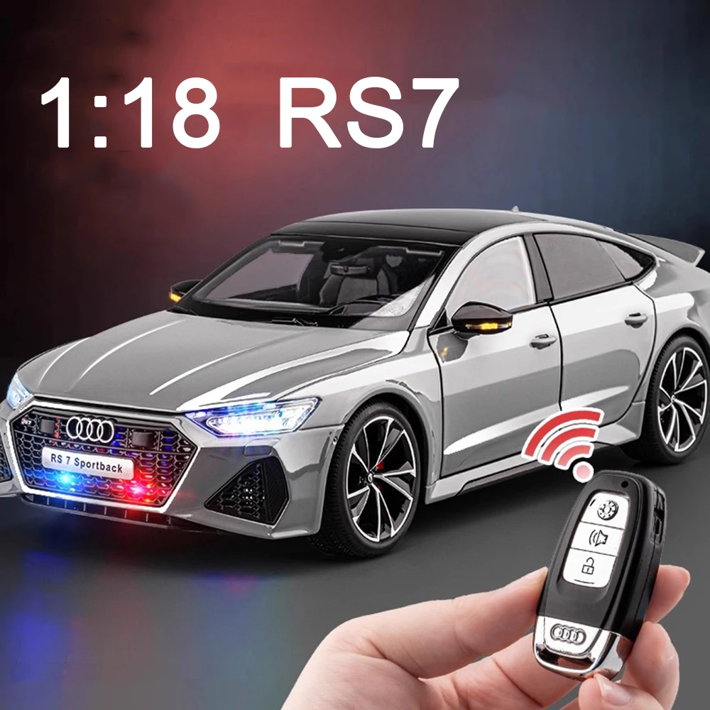 1:18 metal rs7 a6l carros modelos em miniatura brinquedos com roda de música leve absorção de choque veículos modelo para meninos decoração presentes