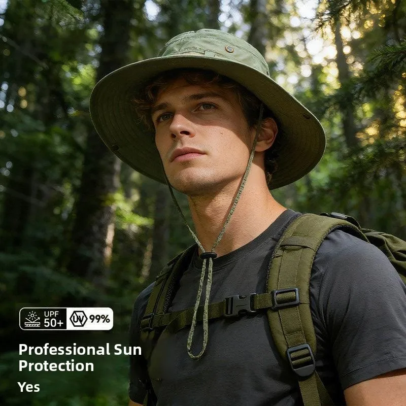 Men's Large Head Circumference Fishing Cap Outdoor Hiking Mountain Climbing Hat Summer Sun Protection Wide Brim Foldable Sun Hat