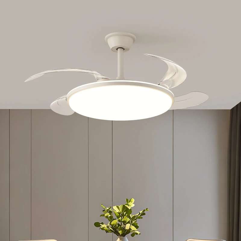 Nordic Minimalist Style Living Room/Dining Hall Acrylic Ceiling Fan Lights Modern Designer Illumination Mute LED Fan Chandeliers