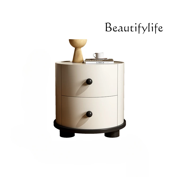 

Creative round Bedside Table Home Bedroom Solid Wood Simplicity Modern Medieval Bedside Cabinet