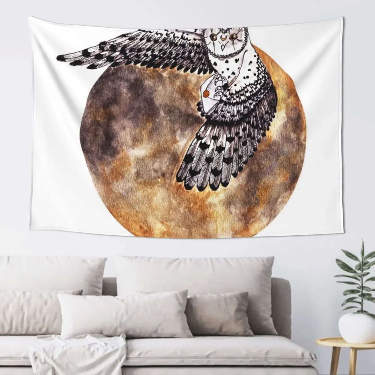 

Delivery Owl- white Tapestry Room Aesthetic Wall Mural Room Decor Decoration Room Tapestry