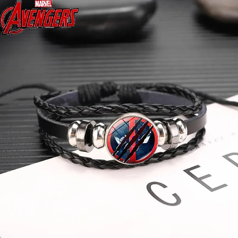 Marvel Movie Deadpool & Wolverine Logo Bracelet Men's and Women's Disney Personalized Peripheral Hand-woven Beaded Birthday Gift