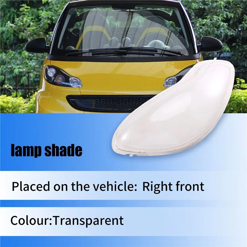 AEF2-For Mercedes-Benz Smart Fortwo W451 2009 - 2015 Car Headlight Shell Transparent Mask Lens Lampshade view 4