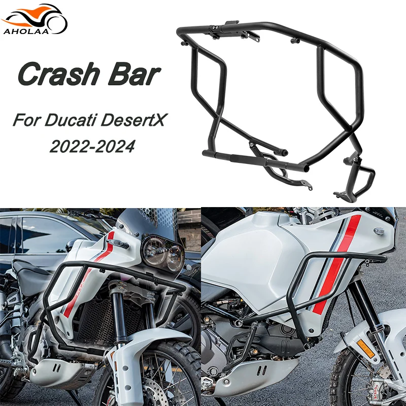 Engine Crash Bar For Ducati DesertX 2022 2023 2024  Upper and Low Bodywork Guard Bumper Motorcycle Accessories Bar Protection