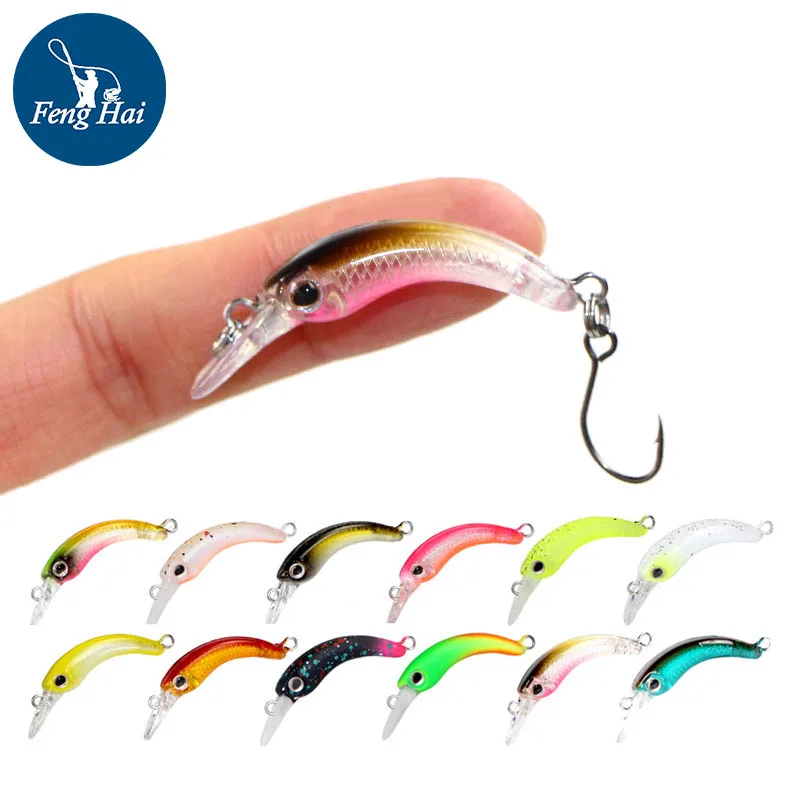 Minnow Mini Bow Single Hook Lure 40MM 1.2G Fishing Bait Crank Milkworm Spinnerbait Bass Croaker Mimic Bait