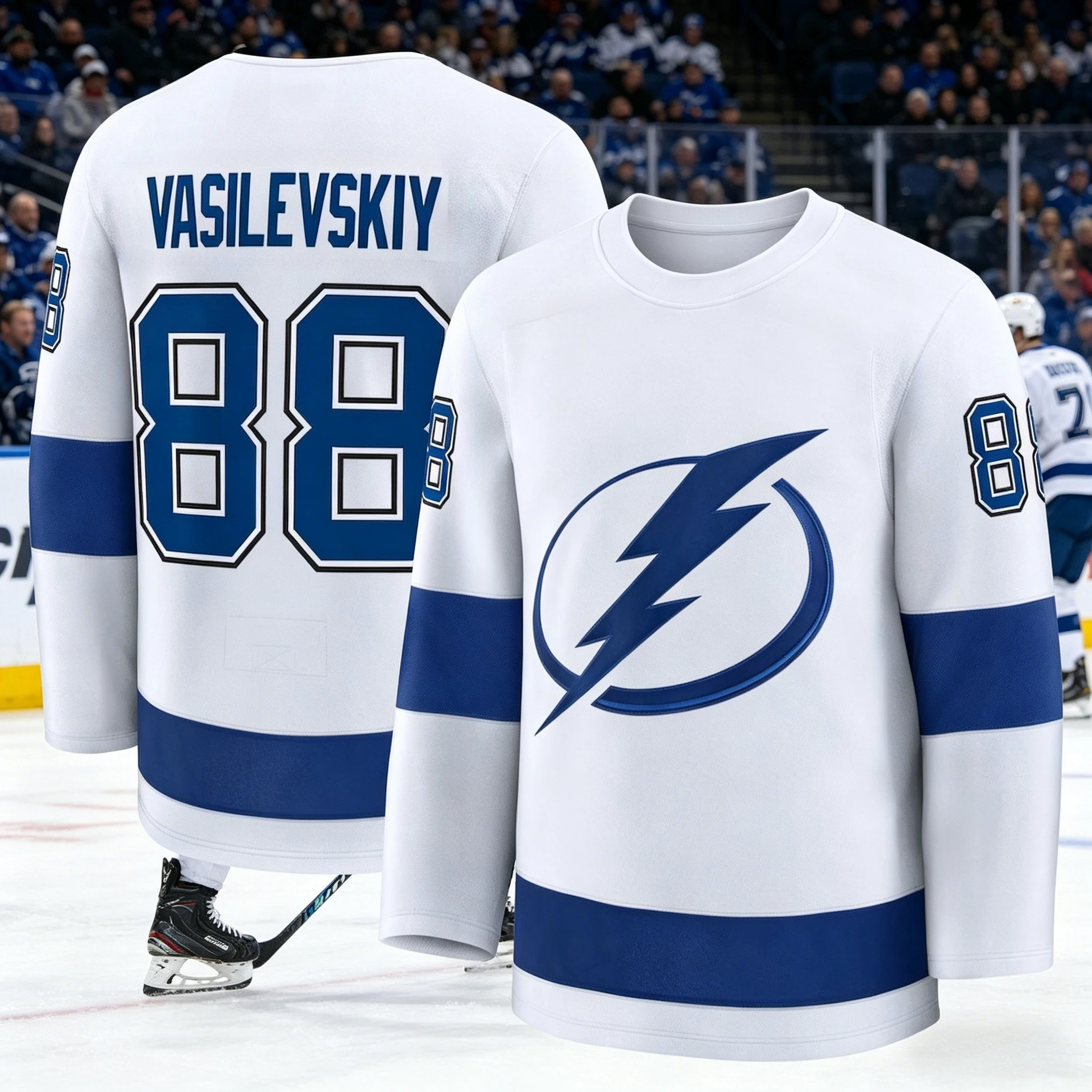 Men's Ice Hockey Training Jersey - Lightning Team Fan Edition - 3D Print - White Breathable Sport Jersey with Long Sleeves Kids