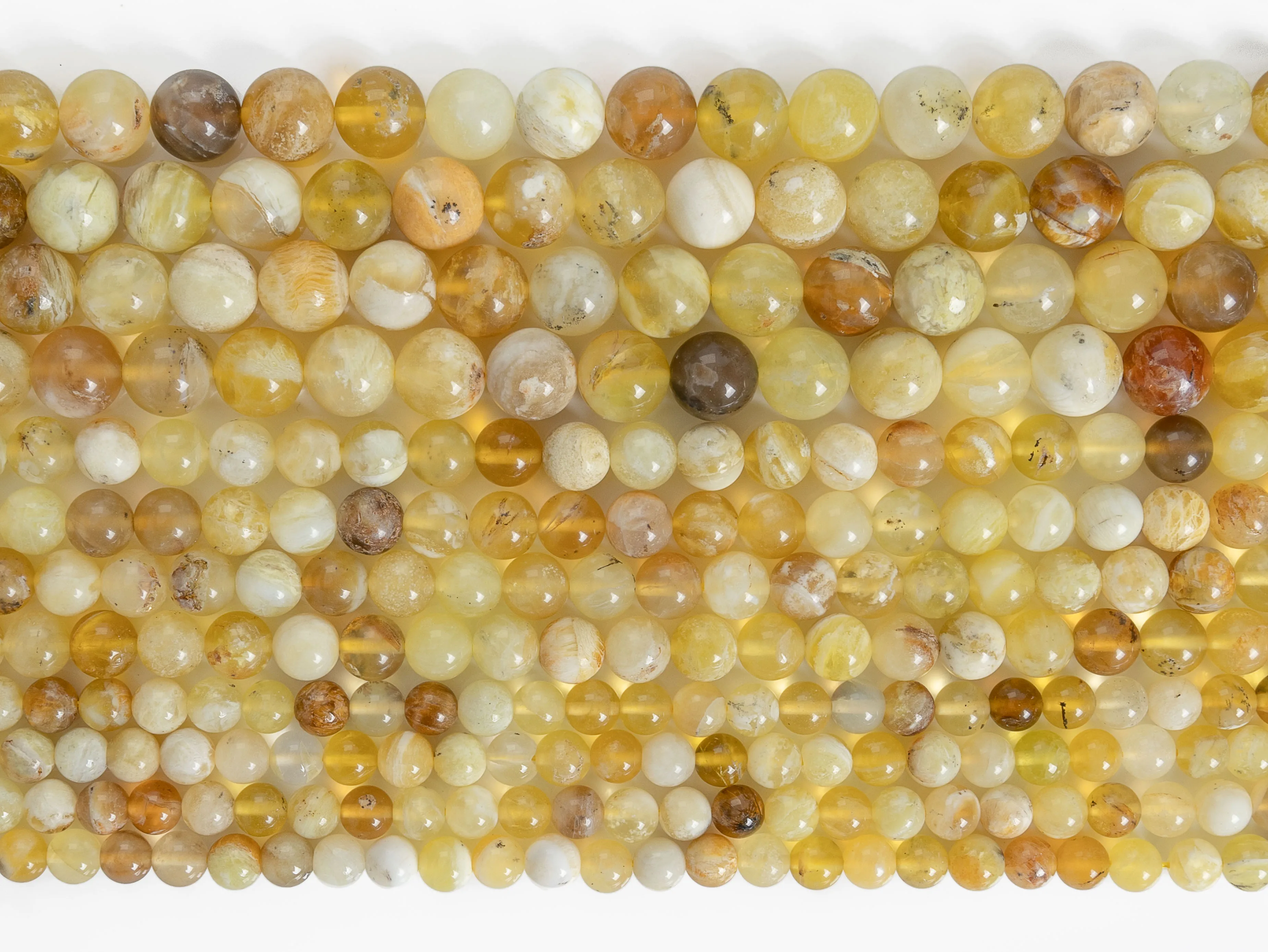 6/8/10 MM Genuine Natural Yellow Huang Aobao Beads Grade AAA Gemstone Full Strand Round Loose Beads 15