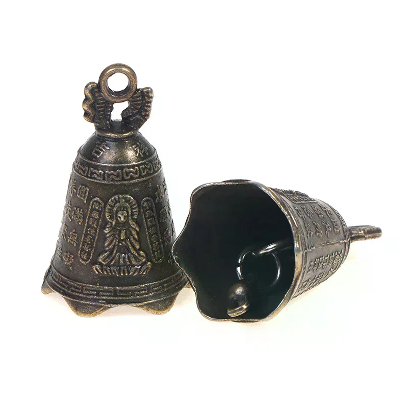 2pcs Antique Bell China's mini Brass Copper sculpture pray Guanyin Bell