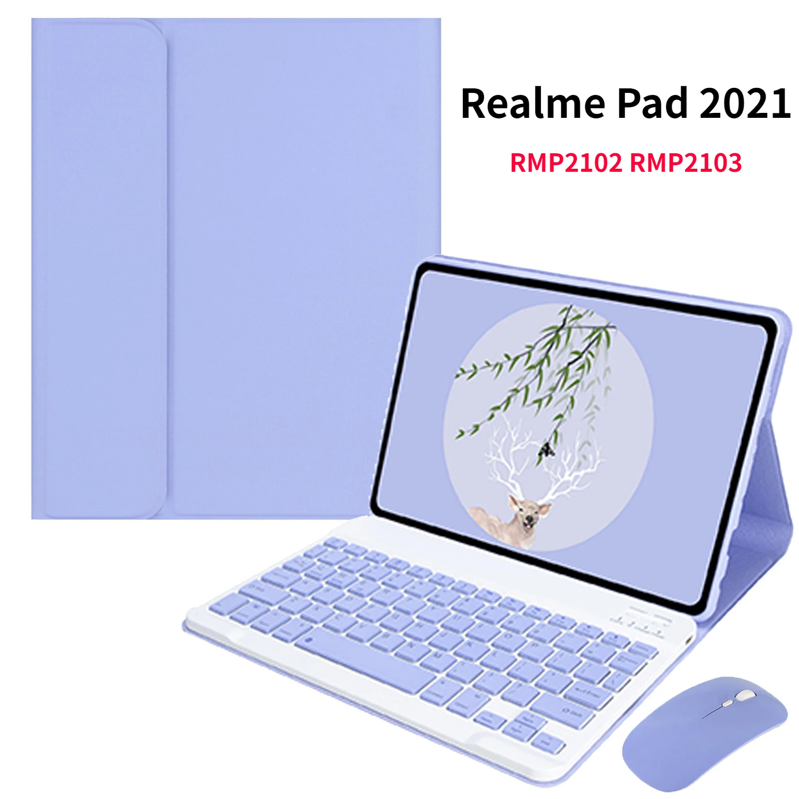 Wireless Bluetooth Keyboard Mouse Case for Realme Pad 2021 10.4 Inch RMP2102 RMP2103 Casing Cover
