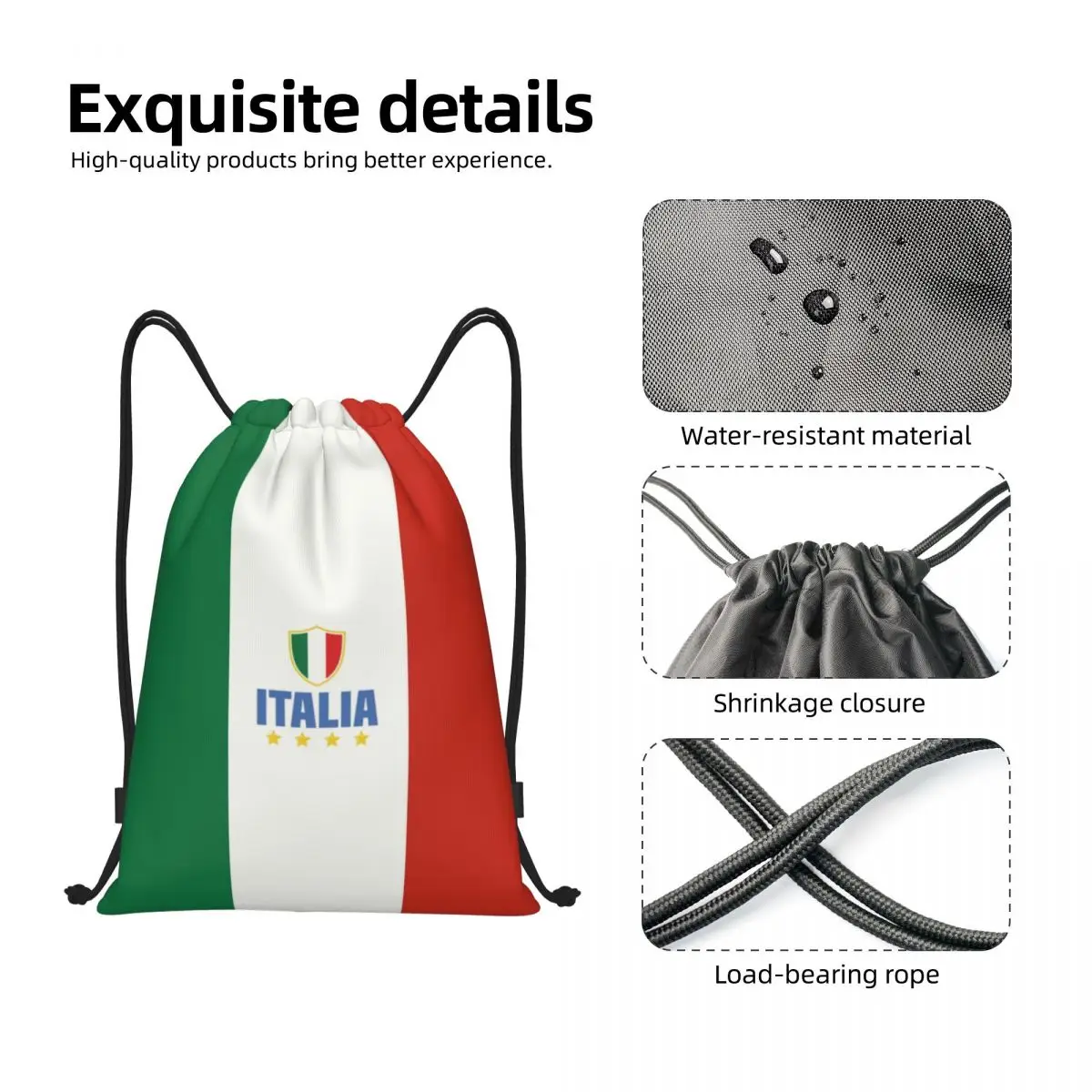 Bandeira personalizada da Itália Drawstring Mochila Sacos Homens Mulheres Leve Gym Sports Sackpack Sacks para viajar