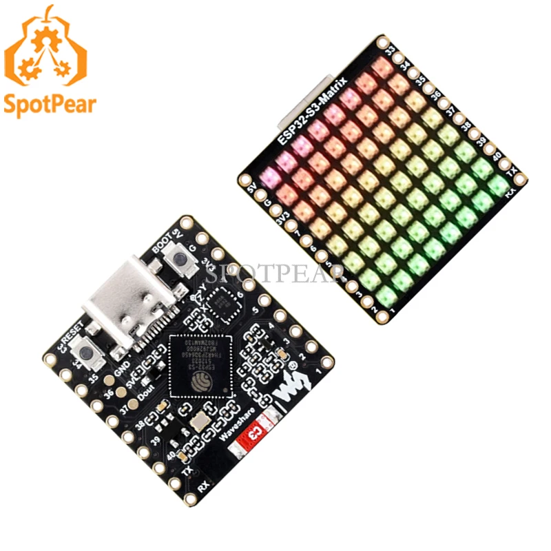 ESP32-S3 Development Board Matrix 8x8 RGB-LED-WiFi Bluetooth With QST Attitude Gyro Sensor QMI8658C
