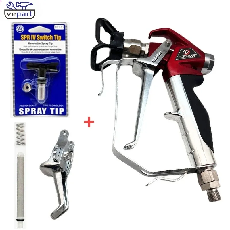 Vepart 538020 Paint Spray Gun  RX-Pro Red Series High Pressure Airless with 517 Tip and Guard Titan 0538020 Paint Gun