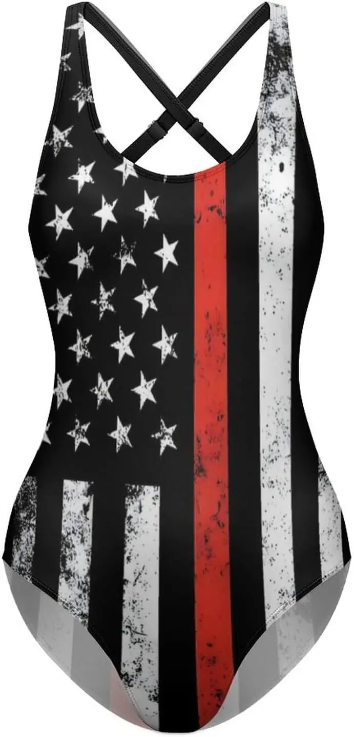 Luxy الثلاثي العلم الأمريكي قطعة واحدة المايوه المرأة مثير عارية الذراعين ارتداءها المايوه